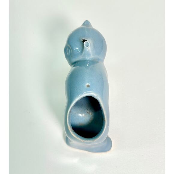 Scaredy Cat Planter in Vintage Blue, MCM Small McCoy Syle Ceramic Fall Decor - Picture 3 of 6